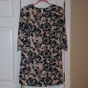 c&e pink black gray floral dress Sz XS